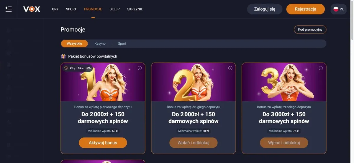 VOX Casino bonus - velkomstpakken med fire innskudd og 600 gratisspinn