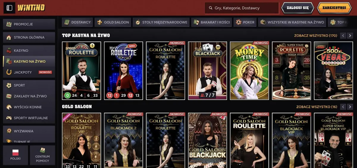 Wintino anmeldelse - live casino med egne bord i Gold Saloon